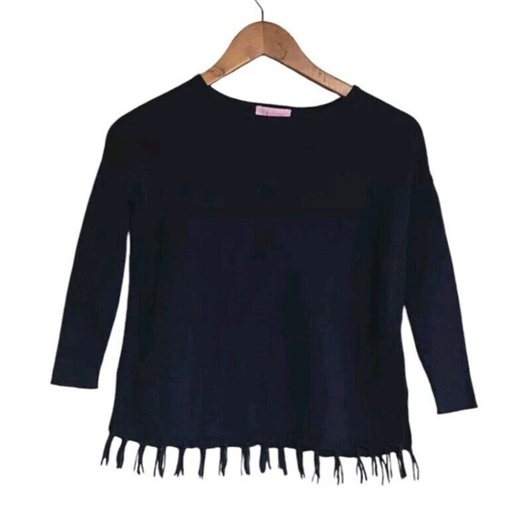 Lilly Pulitzer Sweater Girls Medium Blue Mini Ramona Caftan Fringe Coastal - Picture 1 of 7